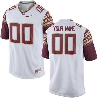Men%27s Florida State Seminoles 2015 Nike White Customized Replica Football Jersey